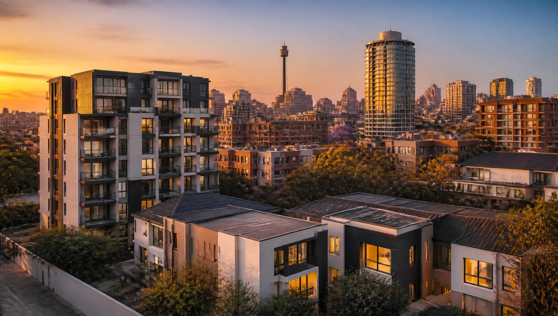 South African residential and apartment property at dusk